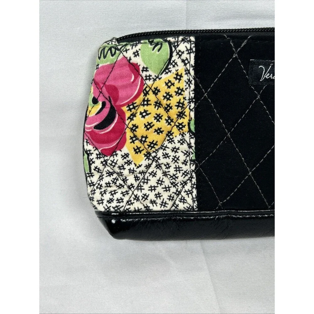 Vera Bradley Patchwork Collection Clutch Wristlet Black Floral Pink Flowers - Picture 7 of 14